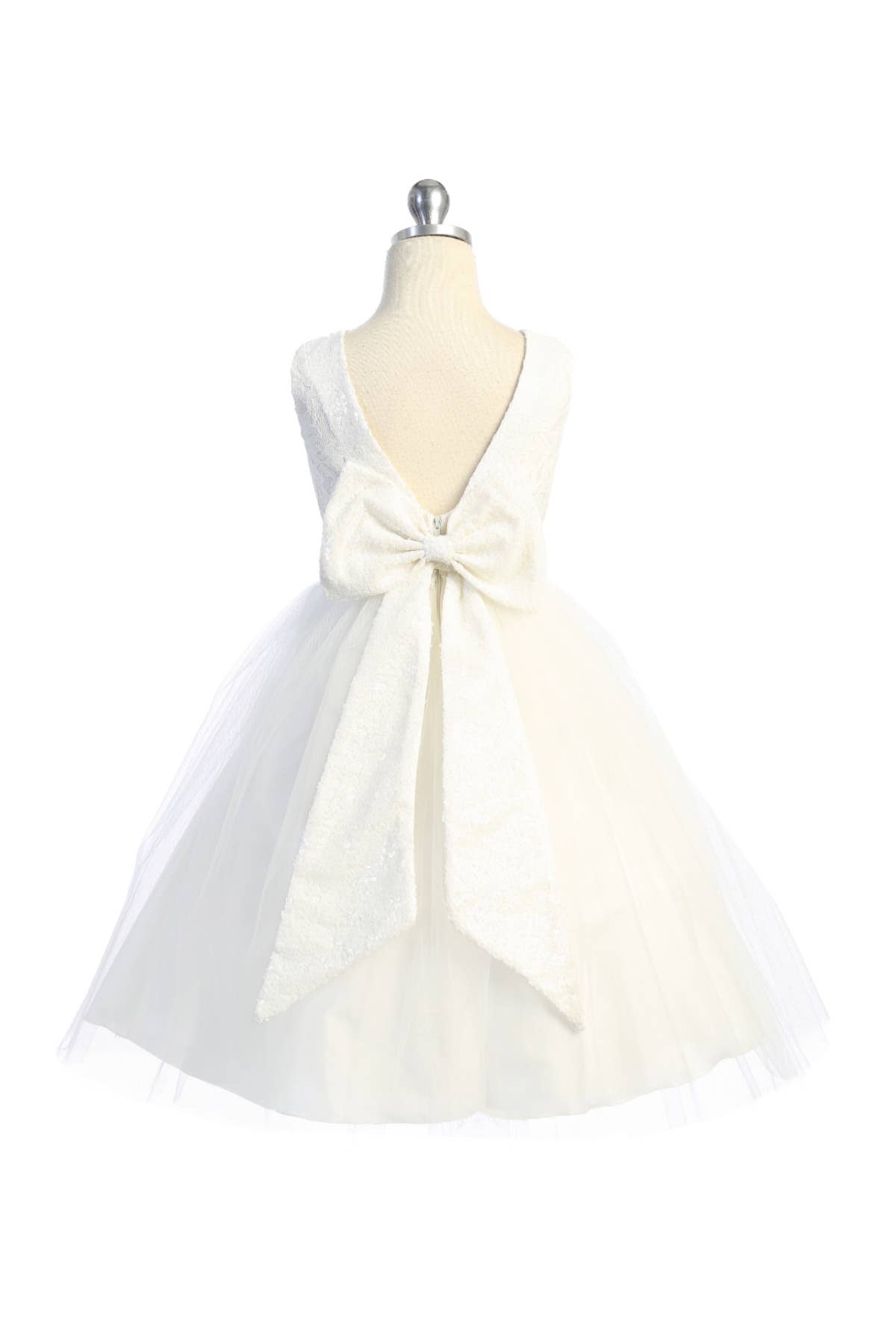 Kid's Dream - Vente Robe – enfant - Robe Fille Sans Manches en Dentelle à Paillettes avec Dos en V & Nœud3