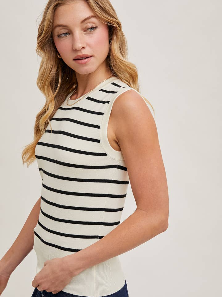 Bluivy - Wholesale Tank Top - Women's - STRIPED MUSCLE KNIT TANK TOP4