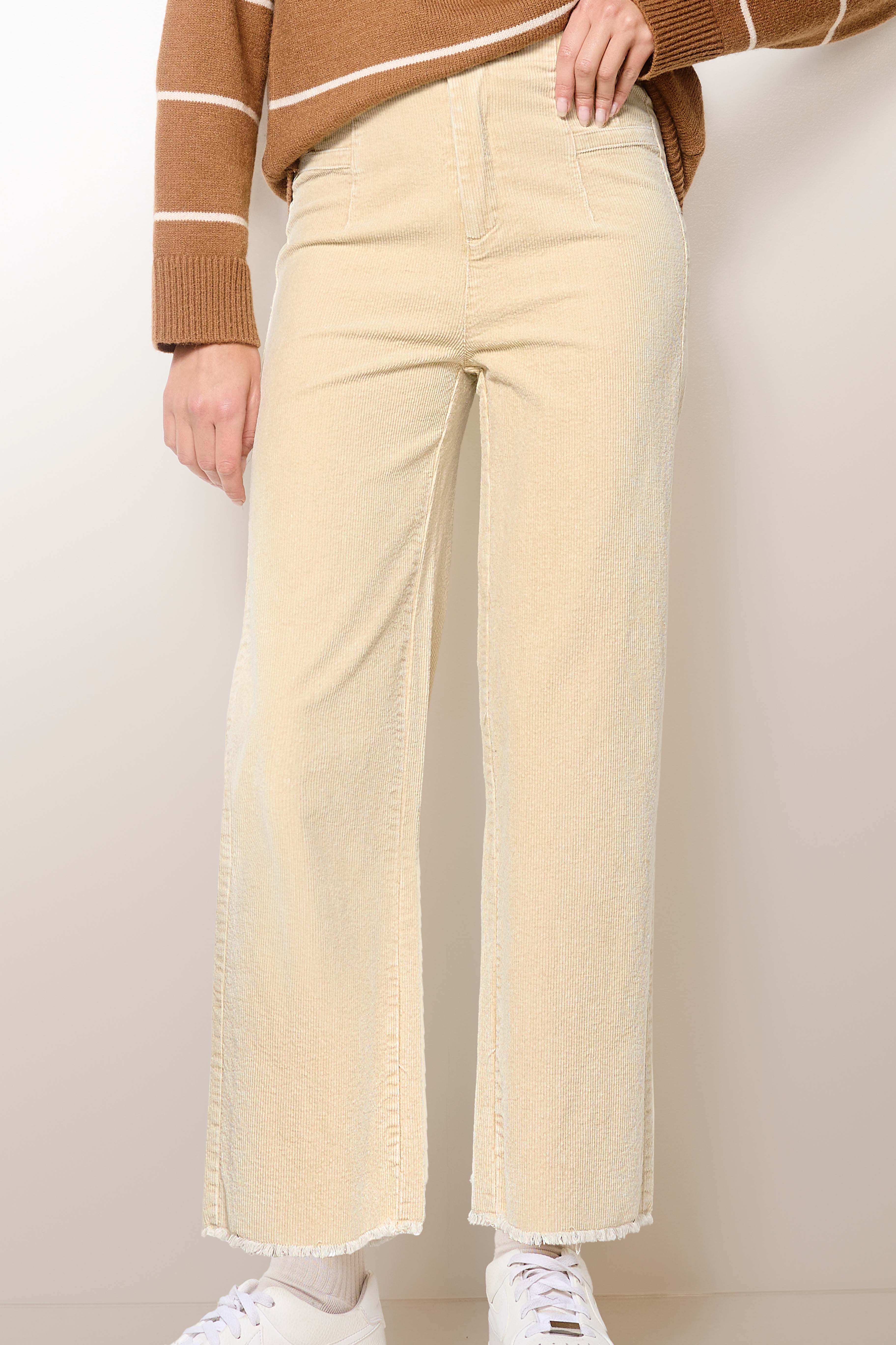 La Miel - Wholesale Pants - Women's - MCP4220-Mineral Washed High Waisted Wide Leg Corduroy Pants13