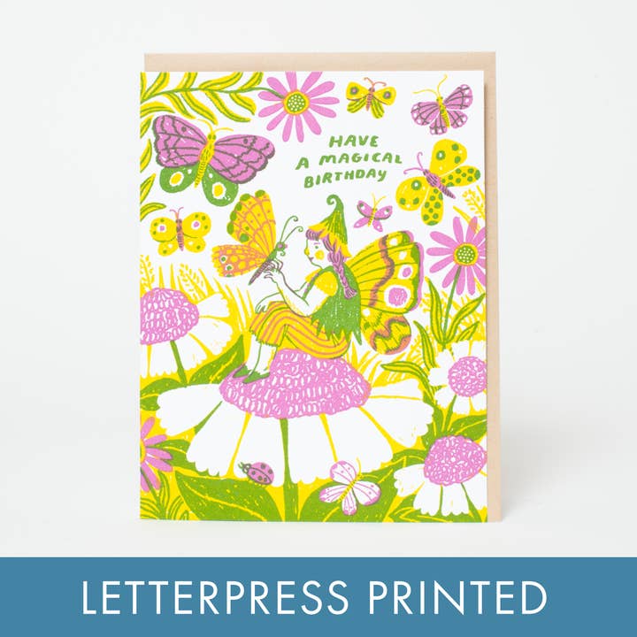 Egg Press Manufacturing - Wholesale Birthday Card - Magical Birthday Fairy Letterpress Greeting Card by Phoebe Wahl
