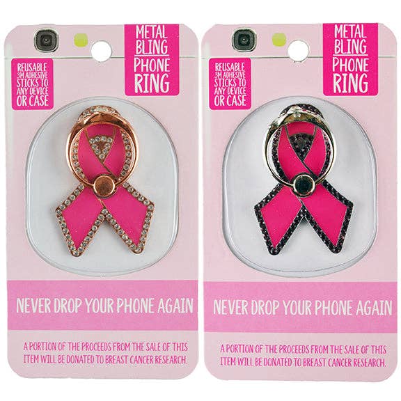 Breast Cancer Awareness Phone Ring Grip Assortment- 6/Pack for wholesale by Novelty Closeout