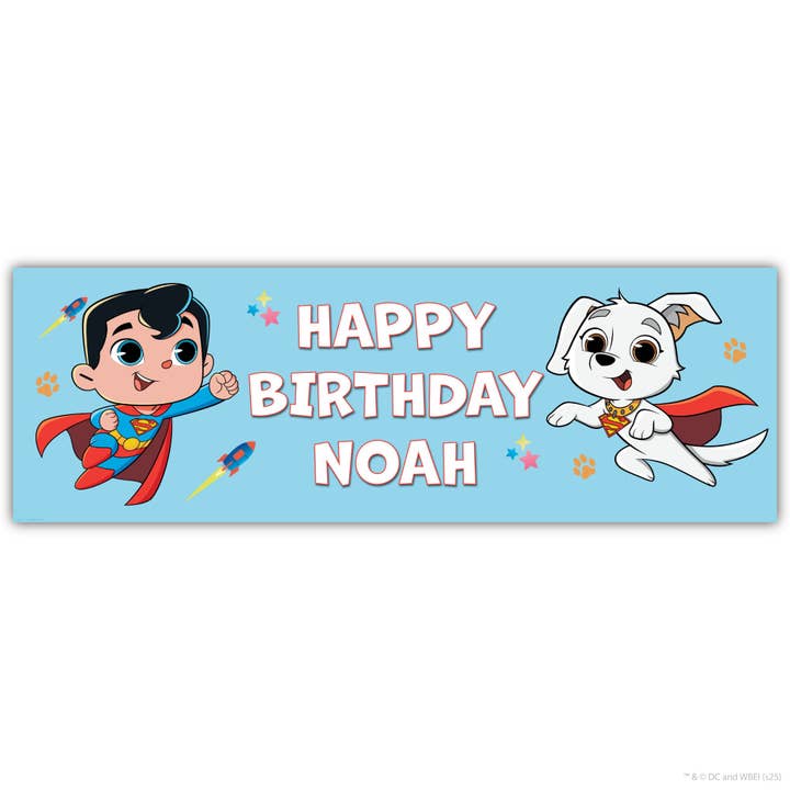 Superman Birthday - Superman And Krypto Personalised Name Banner Wall Sticker for wholesale by Themed