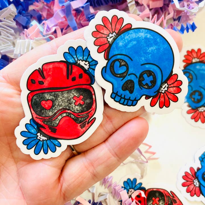 Masked Men Lights Out Die Cut stickerΒ for wholesale by Chapter & Ink