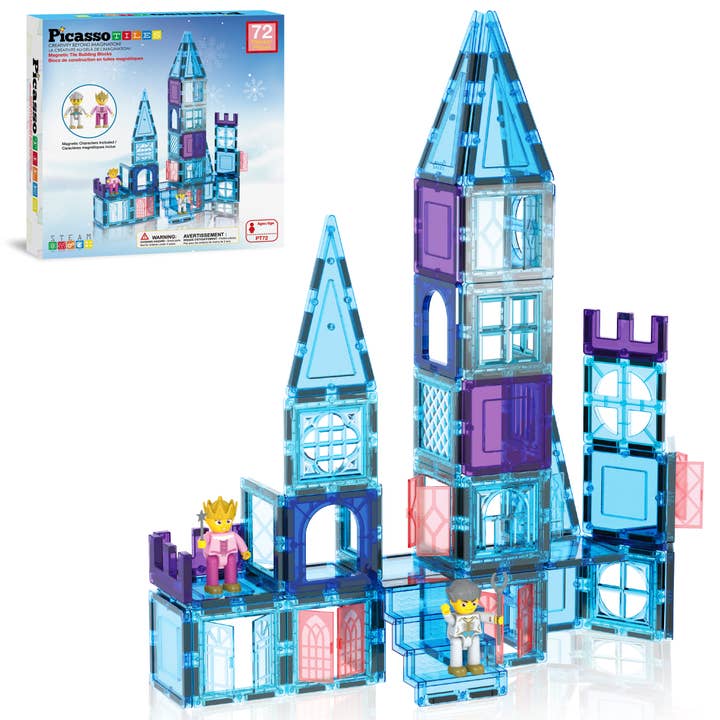 PicassoTiles 72pc Ice Castle Magnetic Tile Building Set for wholesale by PicassoTiles