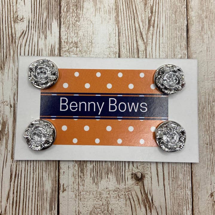 Horse Show Magnetic Rose Number Pins - Silver for wholesale by Benny Bows
