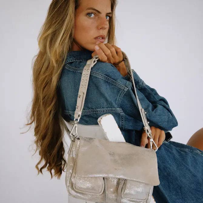 Neuville - Wholesale Crossbody Bag - Women's - MAXKE - Sand Gold Leather Shoulder & Crossbody Bag