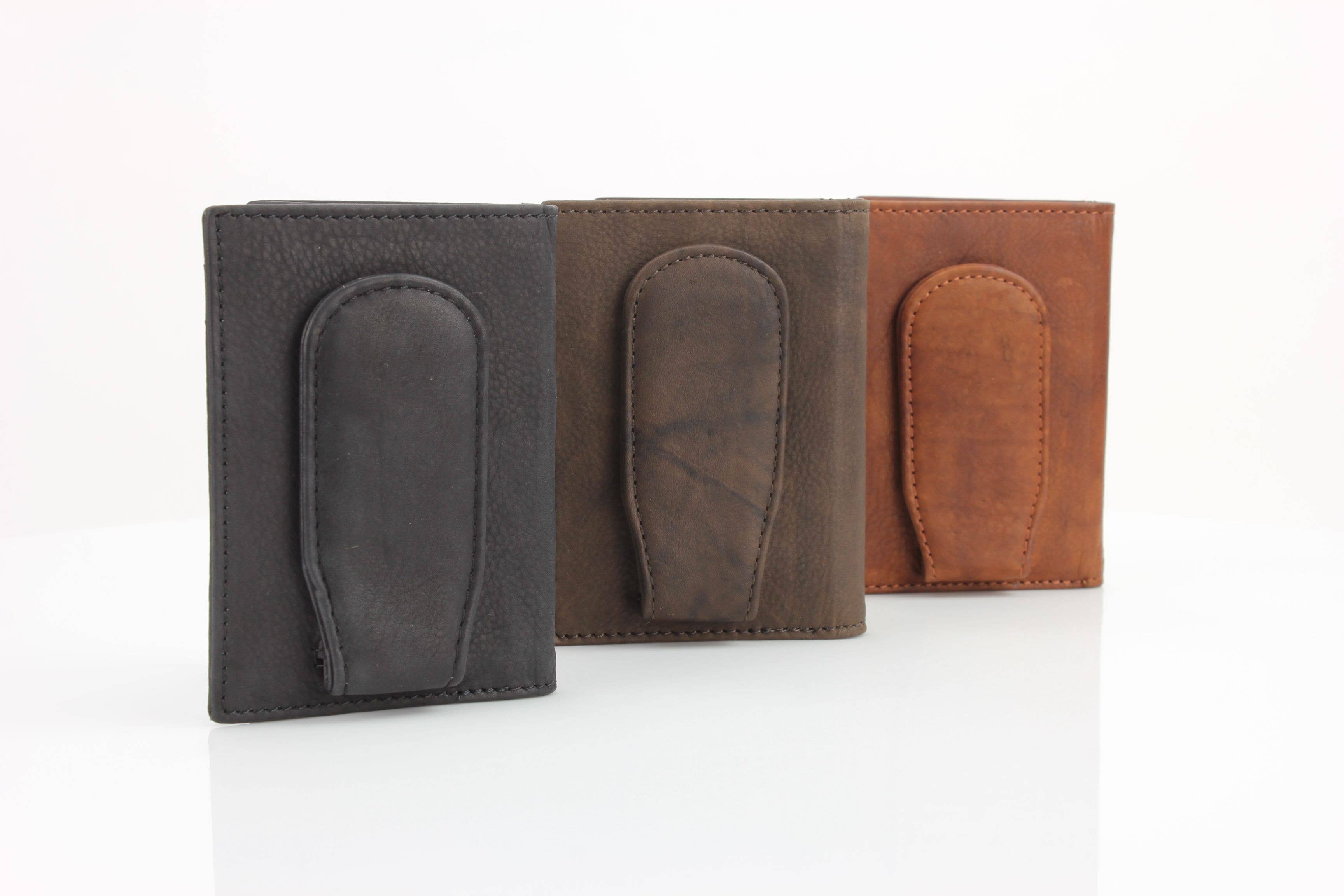 Leather Impressions Inc - Wholesale Money Clip - Unisex - American Bison Oil Pull Up Magnetic Money Clip Card Case 1577