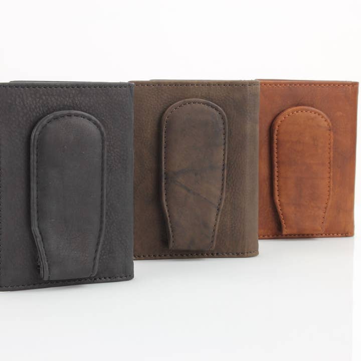 Leather Impressions Inc - Wholesale Money Clip - Unisex - American Bison Oil Pull Up Magnetic Money Clip Card Case 1577