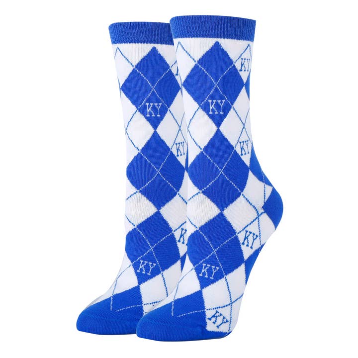 KY Argyle Royal | Womens Crew Socks for wholesale by Oooh Yeah/Sock It Up/Oooh Geez Slippers