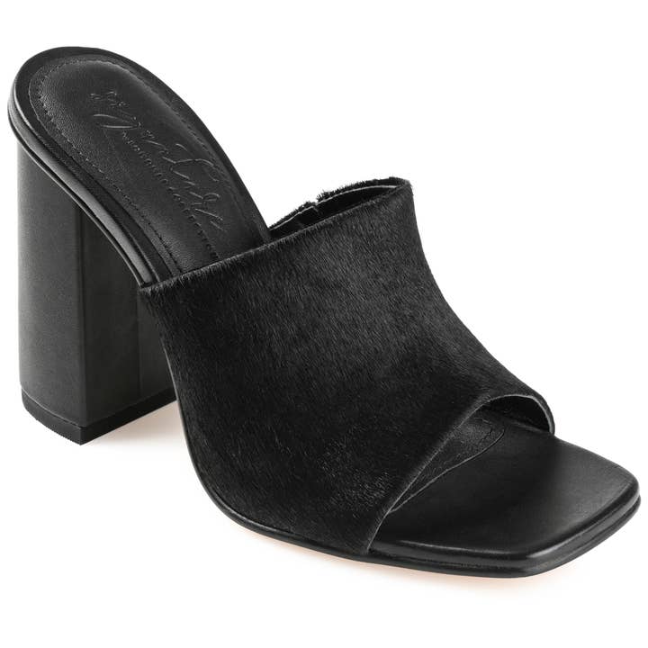 Journee - Wholesale High Heels - Women's - Deena Block Heeled Mules In Leather
