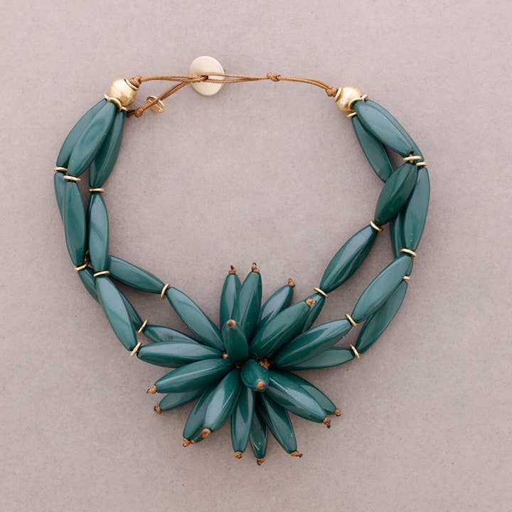 Sonata - Wholesale Snap Jewelry - Triple Choker Beads Resin Flower3