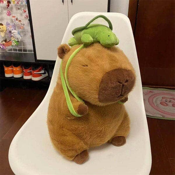 Showcase - Wholesale Stuffed/Plush Toy - Kids & Baby - Capybara 9" Kawaii Plush w/ Turtle Backpack Squishy Pillow Toy9