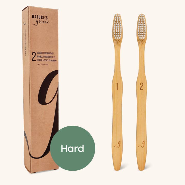 Cepillos de dientes manuales de bambú sostenibles, duros, juego de 2 para venta al por mayor de NATURE'S groove