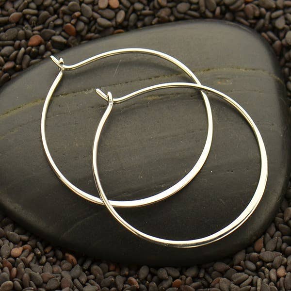 Nina Designs - Wholesale Hoop Earrings - Sterling Silver Half Hammered Circle Earring Hoops2