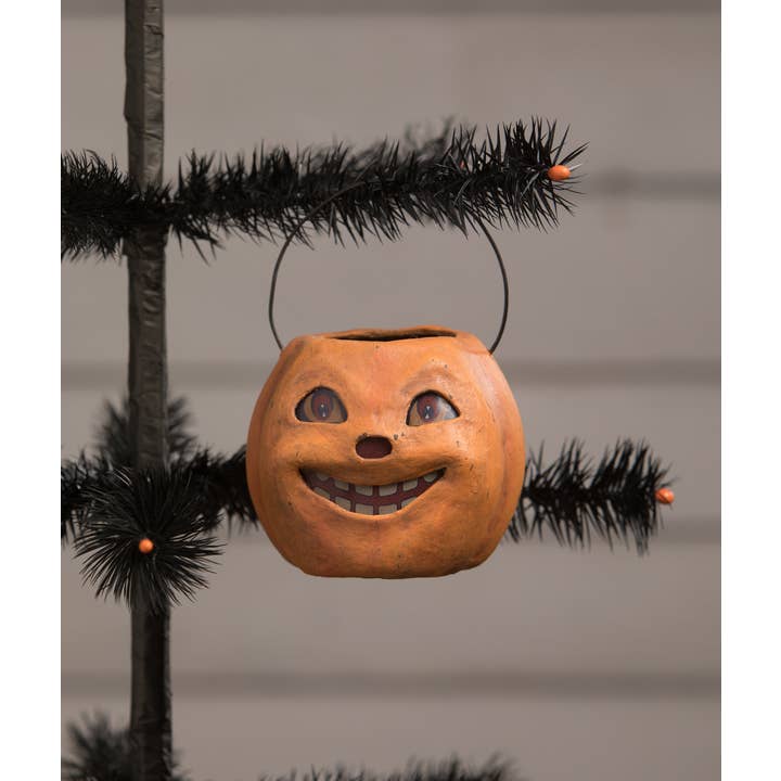 Bethany Lowe Designs - Wholesale Decorative Figurine - Vintage Grinning Mini Pumpkin Bucket