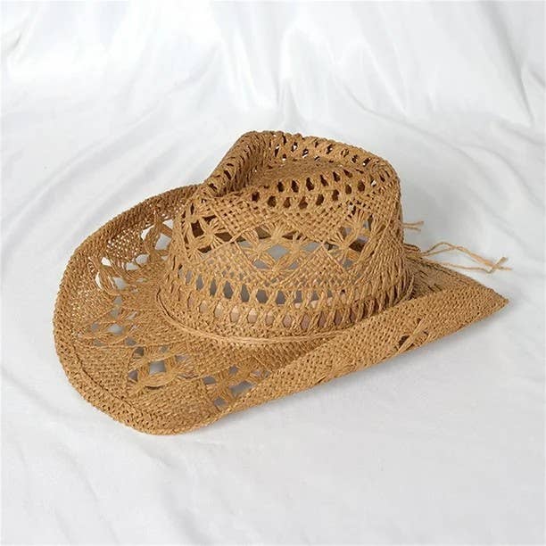 Syrrios Gifts LLC - Wholesale Straw Hat - Women's - Western Cowboy Cowgirl Straw Hat Sun Summer Beach Party5