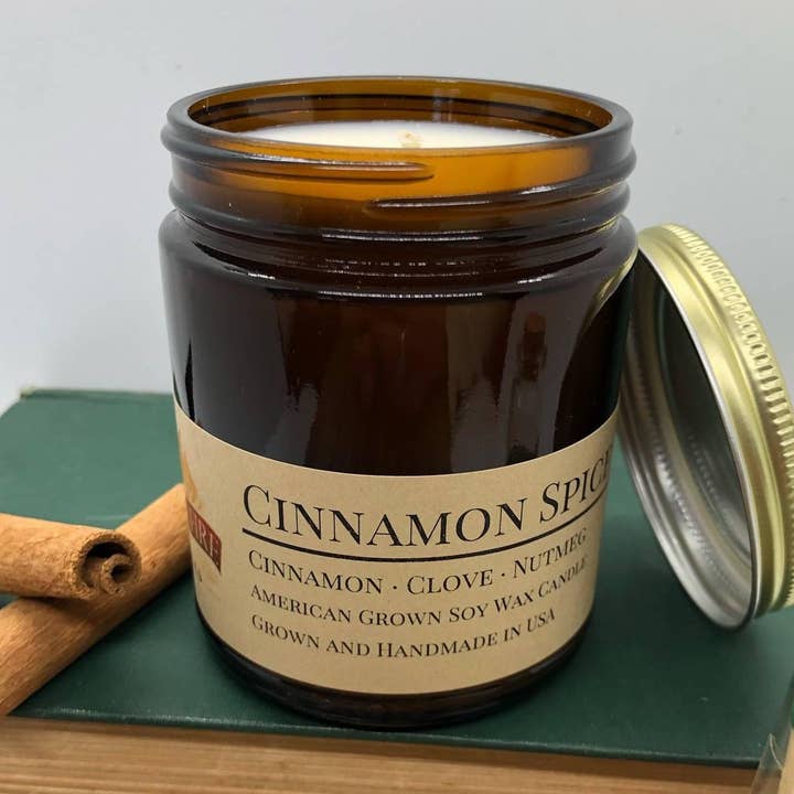Cinnamon Spice Soy Wax Candle | 9 oz Amber Apothecary Jar for wholesale by VIAI Beauty