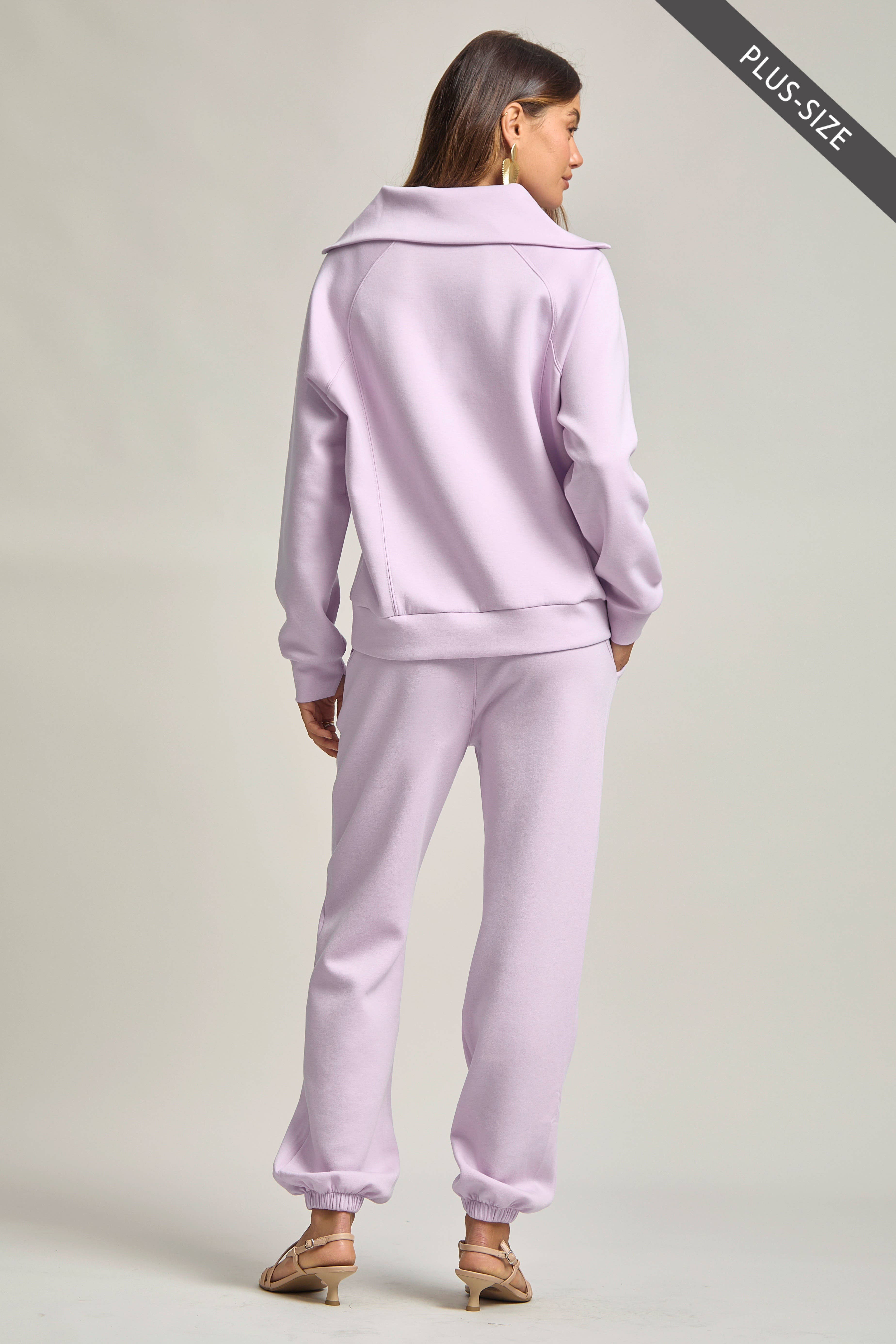 Dear Scarlett - Wholesale Lounge Set - Women's - PLUS SIZE Quarter Zip Pullover + Jogger Modal Travel Set38