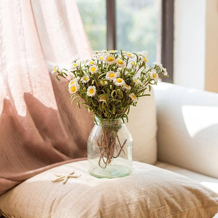 Rustic Reach - Wholesale Artificial Flowers - Artificial Flower Eco PE Small Daisy Stem Set in White 15" T5