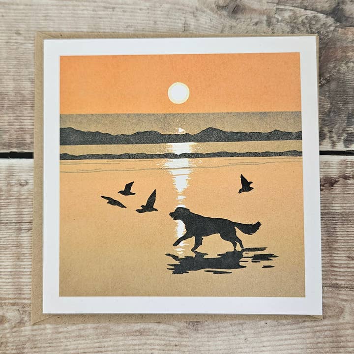 Giving Chase - Single Square Greetings Card for wholesale by Flotsam Prints