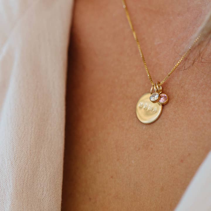 Everly Made - Venta al por mayor Collares con colgantes/abalorios - Collar de disco Mama 1/2"3