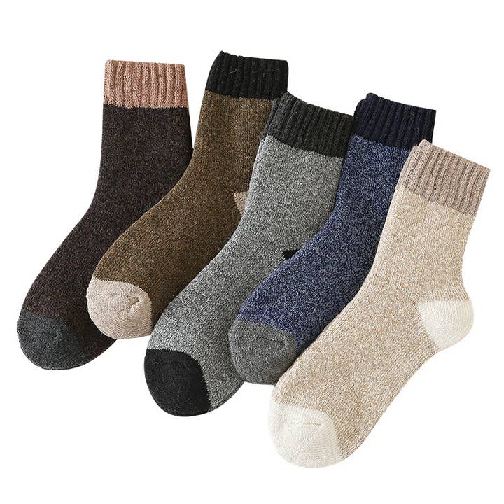 Men's patchwork thickened terry warm socks for wholesale by Tourtiwi