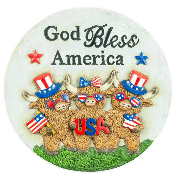 America Highland Cow Stepping Stone for wholesale by Hanna's Handiworks