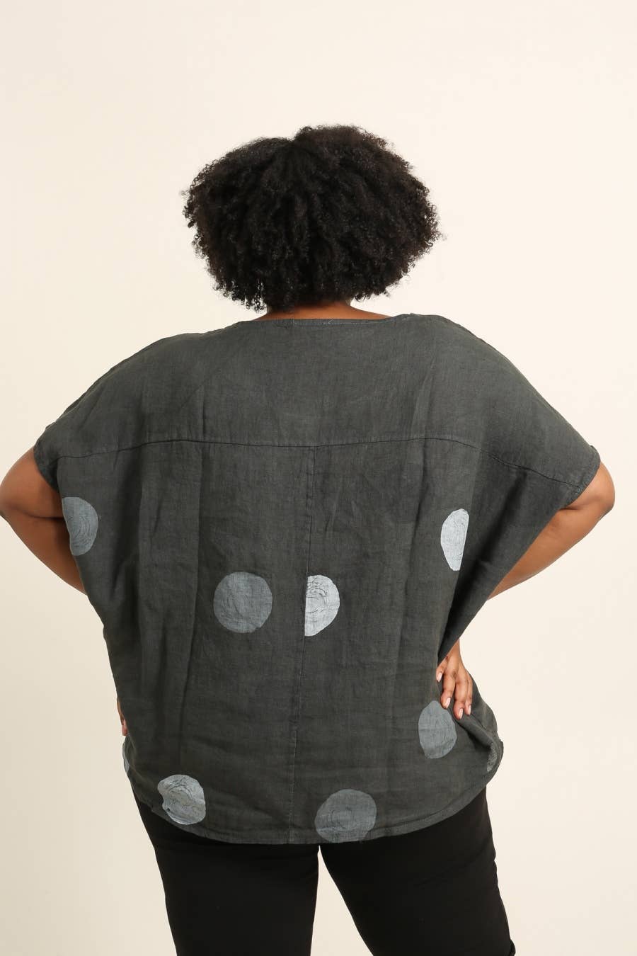 Lea & Luc - Grandes Tailles - Vendita all'ingrosso Tunica - Donna - Tunic in lino taglie comode con stampa a cerchi19