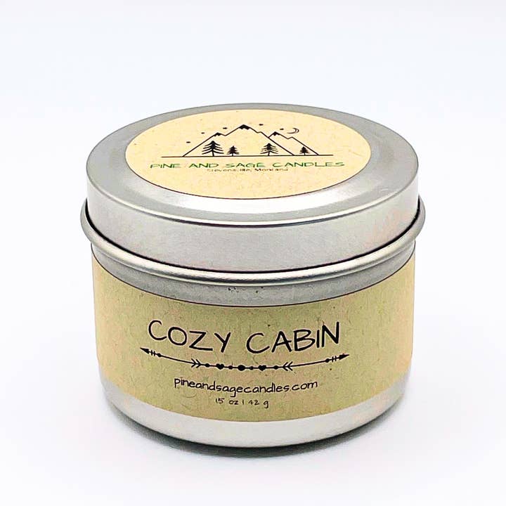 Pine and Sage Candles - Wholesale Travel Candles - Cozy Cabin-6 oz. Black Matte Tin3