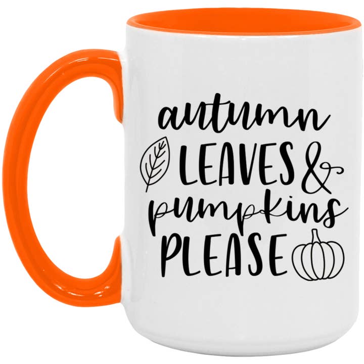 Mug Feuilles d'automne et citrouilles Please pour la vente par Light & Shine