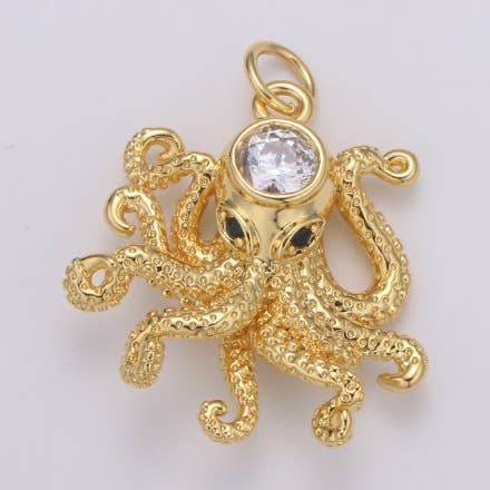 Pingente de Polvo, Charme Animal Oceânico Revestido a Ouro Branco 24K, Joalharia de Praia, Joalharia Marinha, Minimalista, Pingente de Polvo, Joalharia de Verão | E-219 E-792 por atacado de Aim Eternal