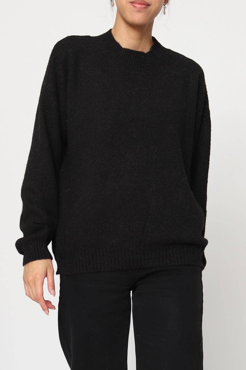 DIX-ONZE - Wholesale Knit Sweater - Women's - Soft Plain Sweater – Round Neck & Long Sleeves6