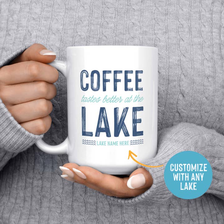Melody Press Co. - Wholesale Coffee Mug - Coffee Tastes Better at the Lake Custom Lake Mug