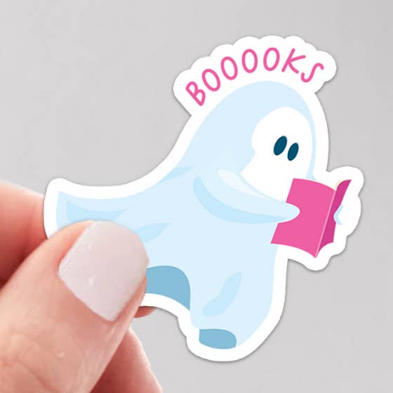 Spooky Ghost Halloween Bookish Sticker | Bookish Merch for wholesale by MadiCantStopReading