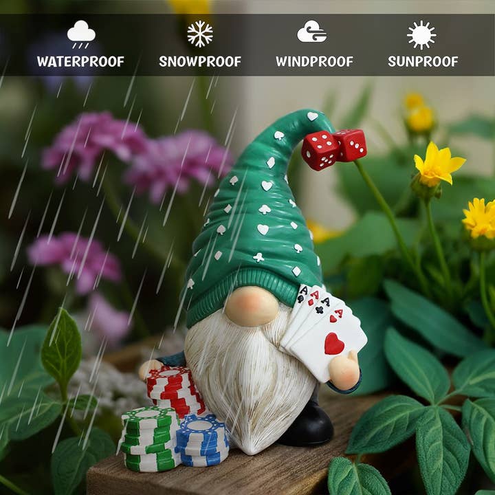 OrnamentallyYou – Estatueta decorativa por atacado – Estatueta de Gnomo do Casino Poker, Estátua Decoração de Mesa de 8"3