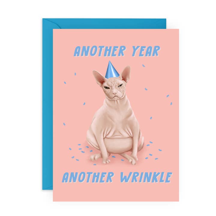 Lustige Geburtstagskarte mit Sphynx-Katze: Noch ein Jahr, noch eine Falte für den Großhandel von Central 23 Cards