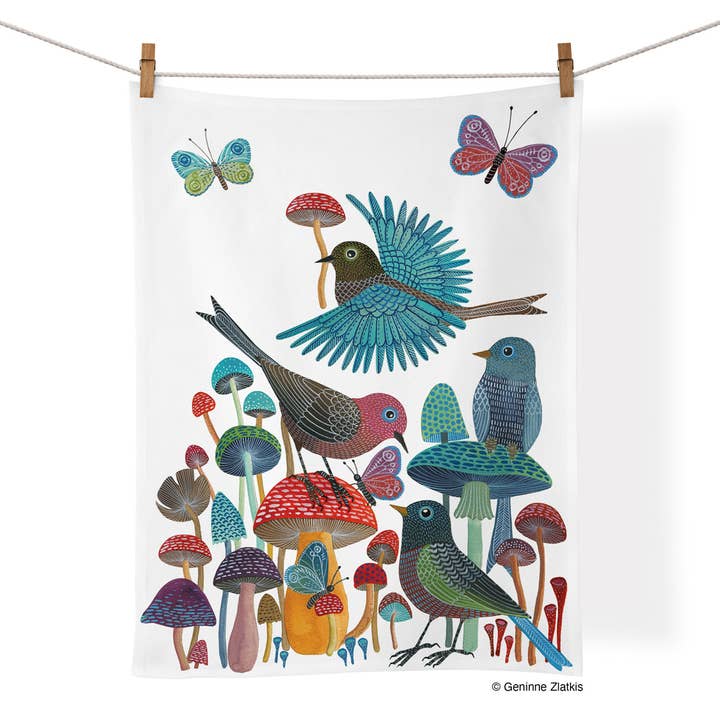 Pano de Cozinha de Algodão com Estampa de Cogumelos por atacado de WerkShoppe