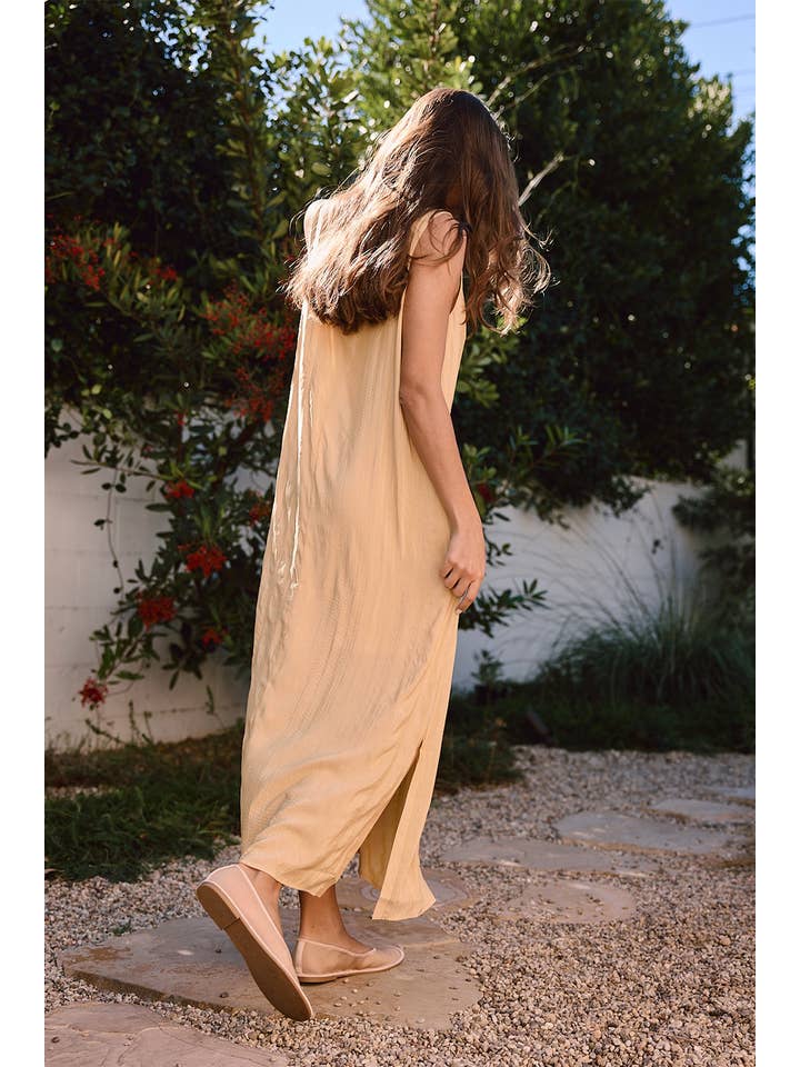 MUTE YELLOW Textured Easy Dress With Slip Dress - RD1103 for wholesale on Faire14