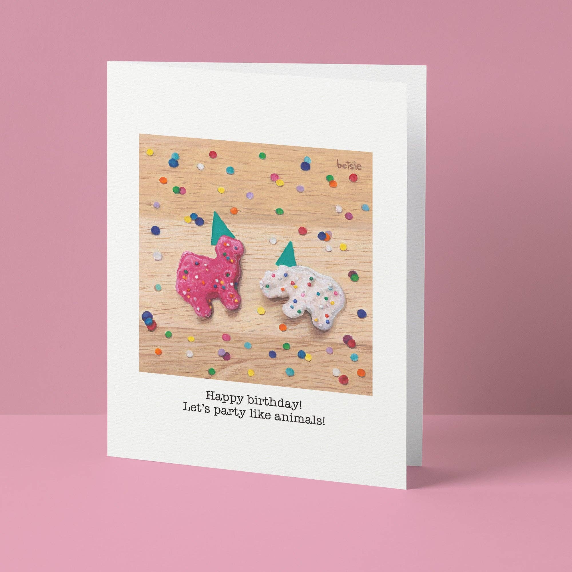 Betsie Studios – wholesale Födelsedagskort – ”Grattis på födelsedagen! Låt oss festa som djur!” Gratulationskort