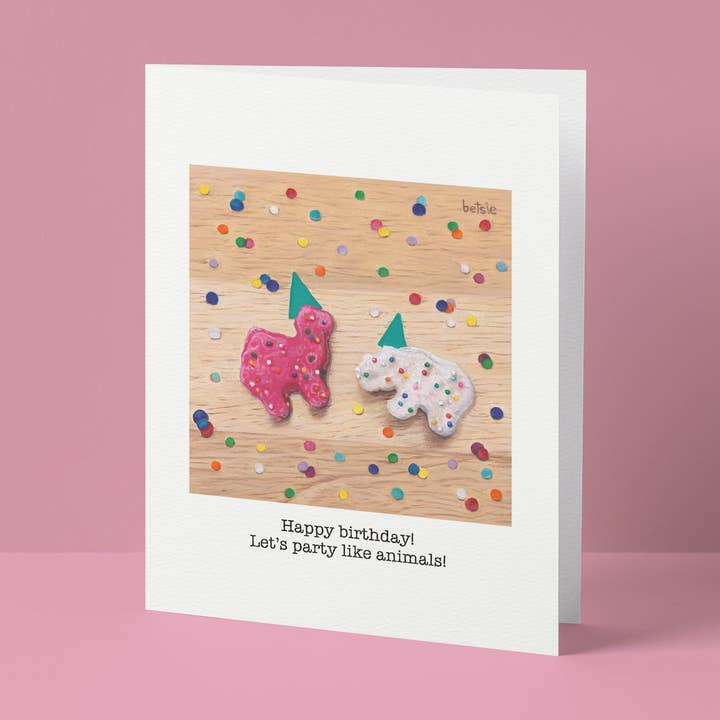 Betsie Studios – wholesale Födelsedagskort – ”Grattis på födelsedagen! Låt oss festa som djur!” Gratulationskort0