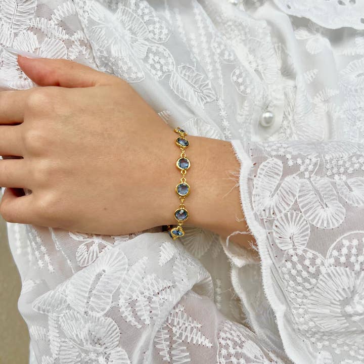 Rossie Jewellery – wholesale Charm/dangle bracelet – Gold Filled Crystal Topaz Charm Beaded Bracelet6