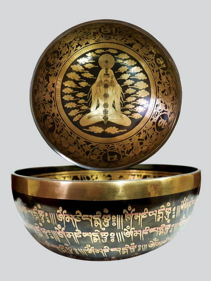 Taça de Canção Yogi esculpida à mão (SB-39) por atacado de Kathmandu Imports