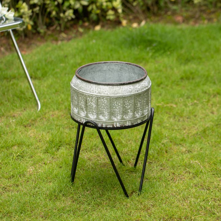 Quickway Imports - Wholesale Ice Bucket - Galvanized Metal Ice Bucket Beverage Cooler Tub with Stand