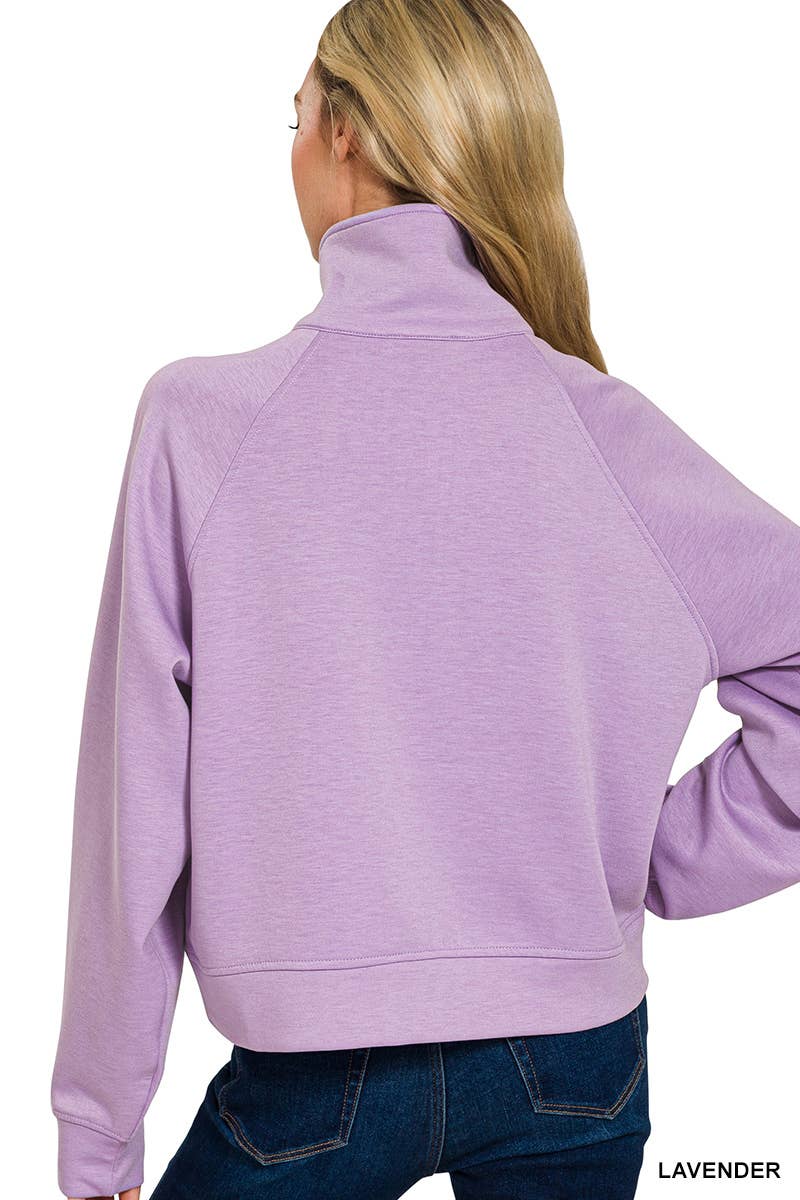 Vanilla Monkey - Wholesale Sweatshirt - Women's - Scuba Half Zip Pullover With Kangaroo Pocket2
