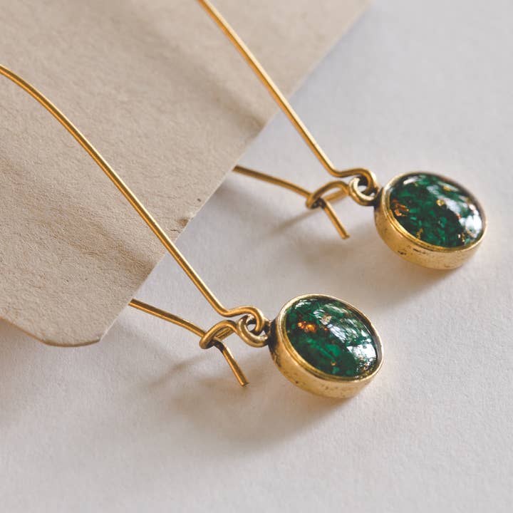 Cameoko - Wholesale Dangle Earrings - Crushed Gem Round Leverback Earrings2