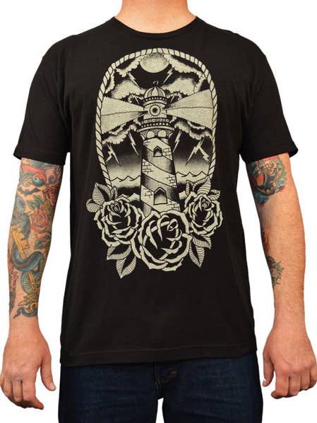 Black Light House - Men's Graphic Tee for wholesale on Faire0