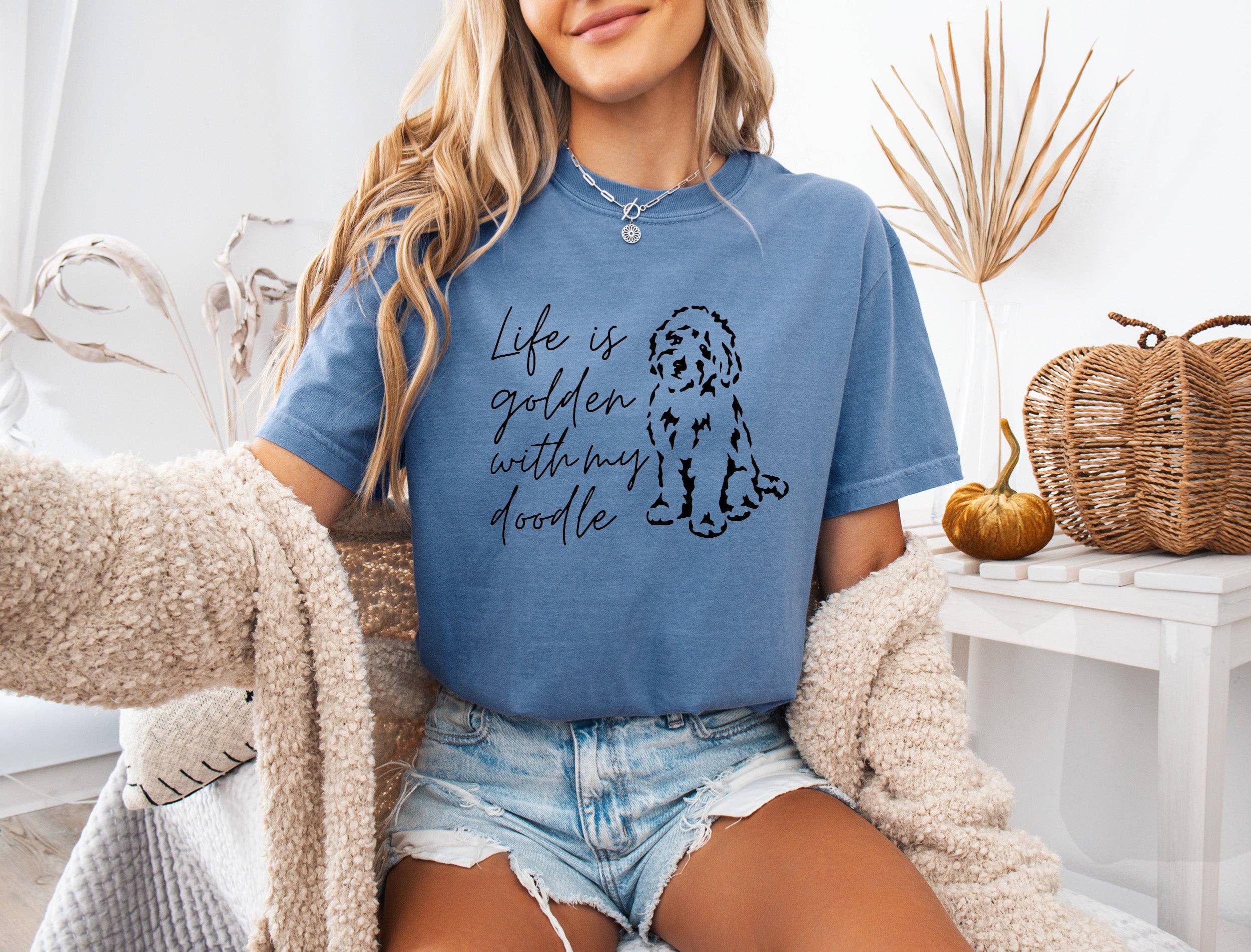 Verita Culture - Wholesale Screen Printed T-Shirt - Women's - Life Is Golden With My Doodle Dog mom Garment Dyed T Shirt14