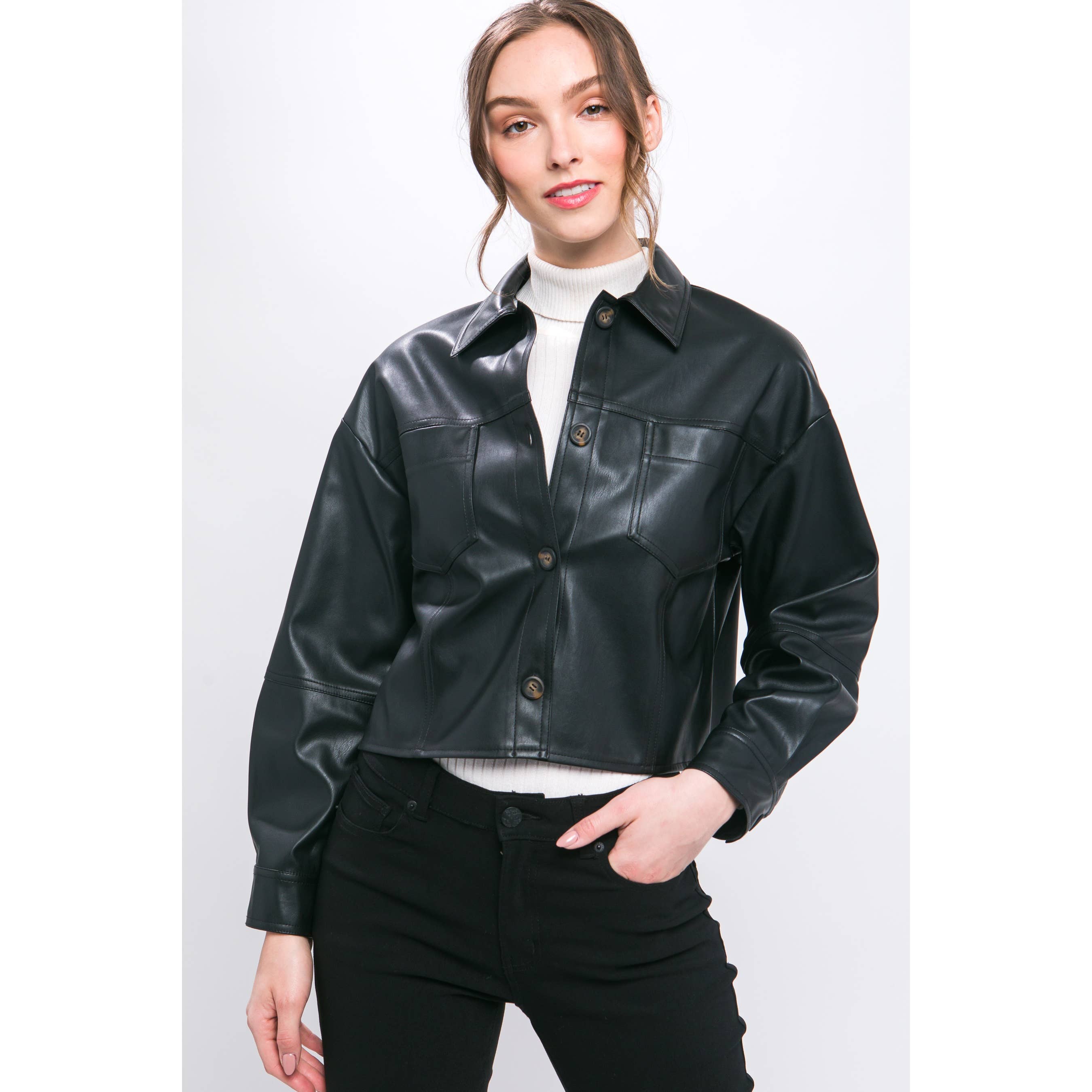 HiteJeans - Wholesale Jas - Dames - Bijgesneden jas van imitatieleer4