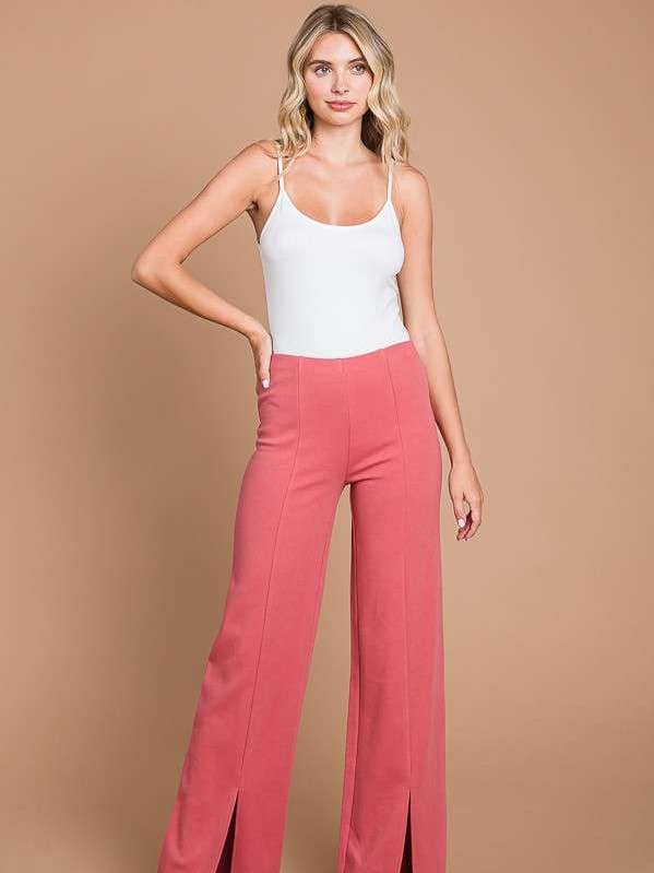 Culture Code - Wholesale Pants - Women's - CJP1810 - HIGH WAIST SLIT FRONT WIDE PANTS