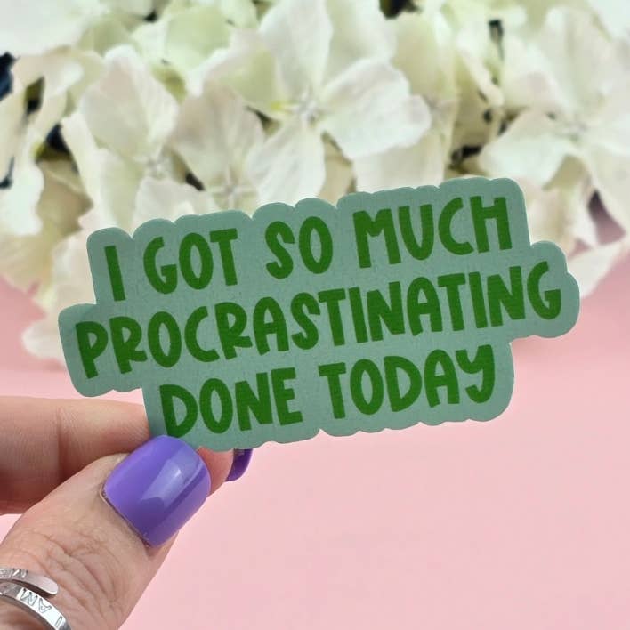 Vandtæt klistermærke - Jeg fik udsat så meget i dag - Sarkastisk klistermærke - Sjovt klistermærke - Frækt for engroshandel hos The Grumpy Tortoise